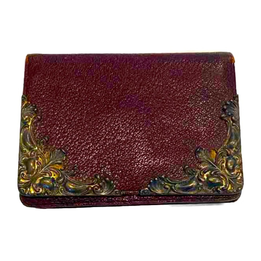 VTG Wallet Plum Purple Buffaloskin Leather Sterling Silver Rose Mounted Accent